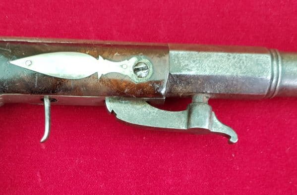 A scarce  silver inlaid American 19th Century Boot-Leg style percussion underhammer pistol. Ref 7415